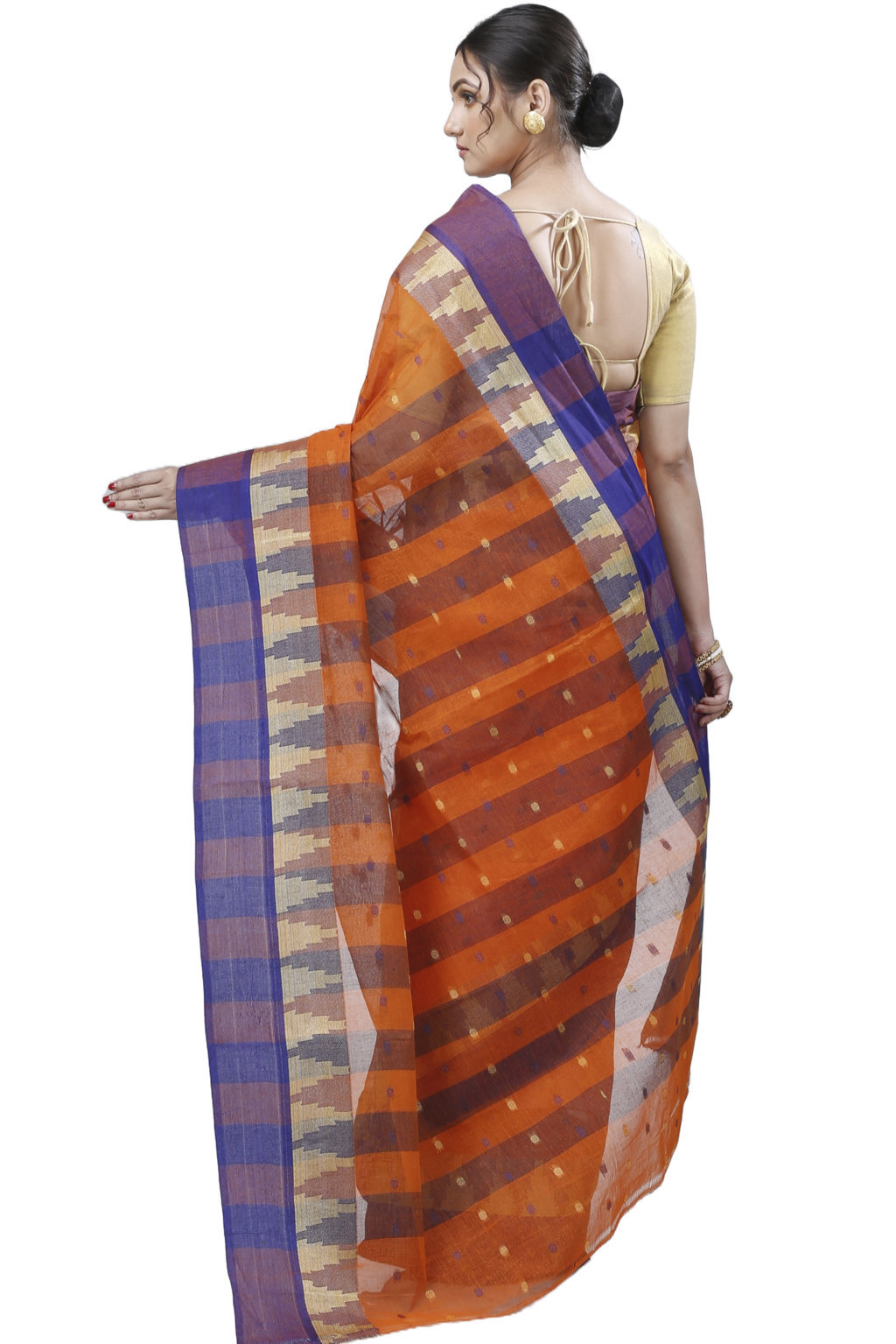 Orange Pure Cotton Jamuna Tant Saree (1311)